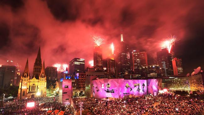 New Year celebrations at Federation Square Melbourne. Picture :Rob Leeson.