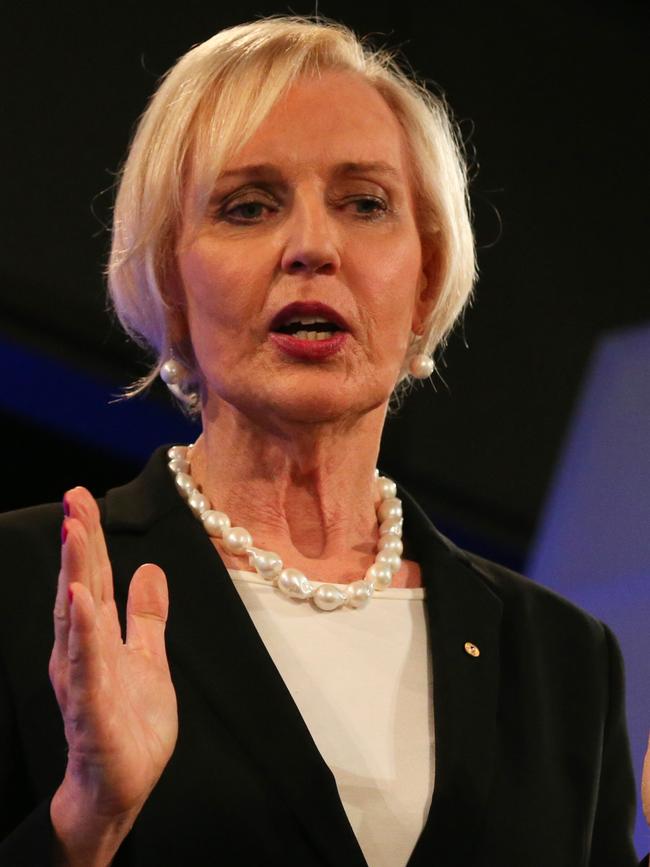 Catherine McGregor speaking at the National Press Gallery in Canberra.