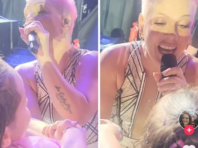 Pink has delighted a young fan by serenading her on his birthday. Picture: TikTok