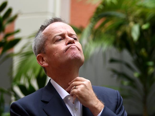 Australian Opposition Leader Bill Shorten speaks to the media during a press conference at Cairns hospital in Cairns, Friday, May 10, 2019. A Federal election will be held in Australian on Saturday May 18, 2019. (AAP Image/Lukas Coch) NO ARCHIVING