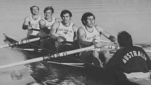 Peter Shakespear (second from left) now serves in a technical advisory role at Churchie.