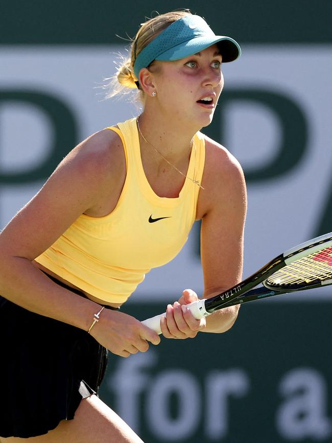 Anastasia Potapova in action against Jessica Pegula at Indian Wells. (Photo by MATTHEW STOCKMAN / GETTY IMAGES NORTH AMERICA / Getty Images via AFP)