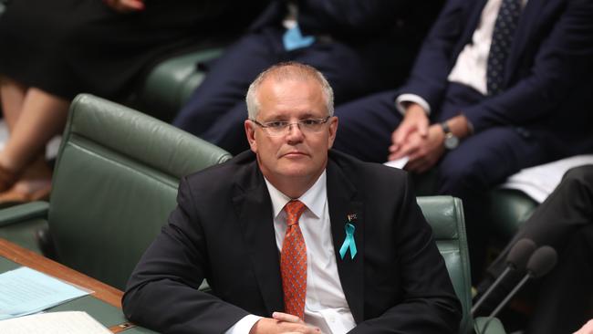 PM Scott Morrison  during Question Time in the House of Representatives Chamber at Parliament House in Canberra. Picture Kym Smith