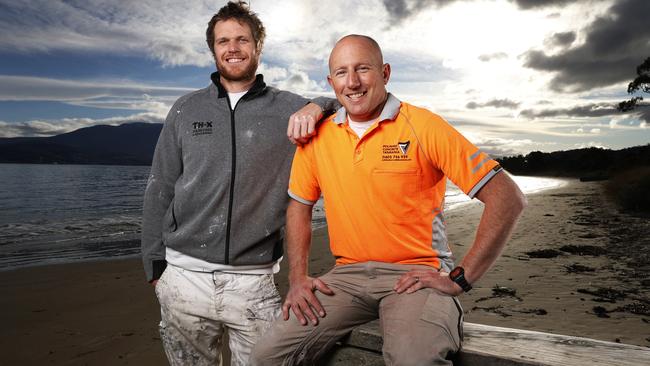 Tyler Hollmer-Cross of Dodges Ferry and mate Zeb Critchlow of Acton Park are receiving Australian bravery awards. Picture: Zak Simmonds