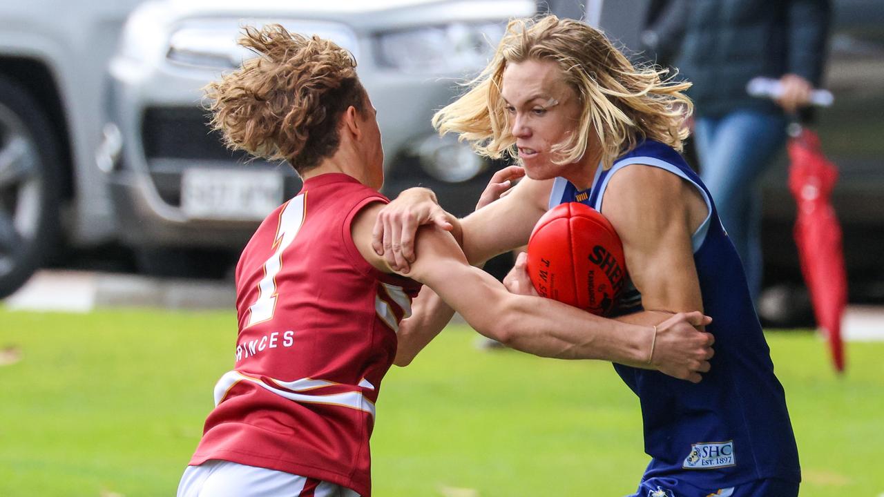 Prolific midfielder Kobe Ryan in action for Sacred Heart College. Picture: Bishop Image/Russell Millard