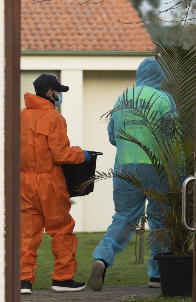 A crew arrive at St Brigid’s Parish in Marrickville after it was closed on Monday for a deep clean. Picture: Brook Mitchell/Getty