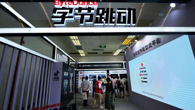 TikTok parent Bytedance's booth at the China International Software Expo in Beijing. Picture: Reuters