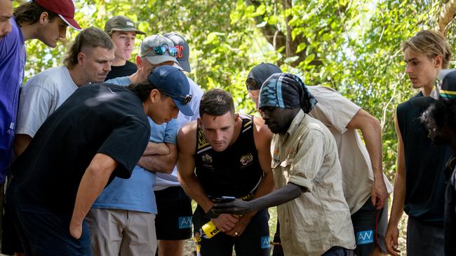 Alex Davies, Oscar Faulkhead, Jy Farrar, Elijah Hollands, Joel Jeffrey, Jeremy Sharp and James Tsitas visited the town of Jabiru in Kakadu during their time in the Northern Territory. Picture: Supplied.