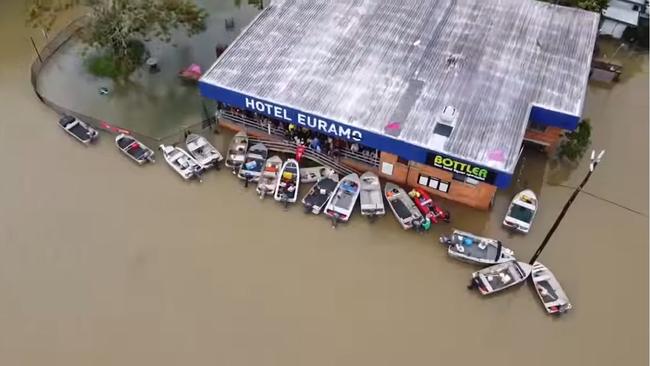 Hotel Euramo, a small country pub near the banks of the Tully River 155km south of Cairns, rebranded itself to the “Euramo Yacht Club” on Sunday night. Picture: Facebook/ Hotel Euramo