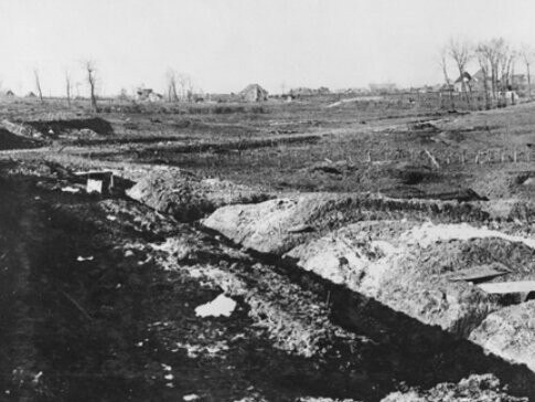 The trenches close to Bullecourt where Willie Hawkesford retrieved the wounded under heavy machine gun fire, which earned him the Military Medal. Picture: Supplied