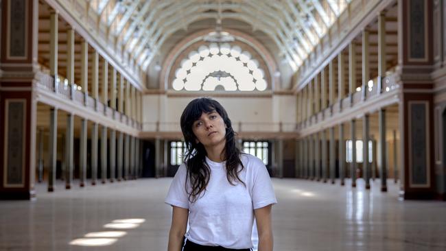 Courtney Barnett in her Royal Exhibition Hall “concert” venue. Picture: Supplied/Marcelle Bradbeer