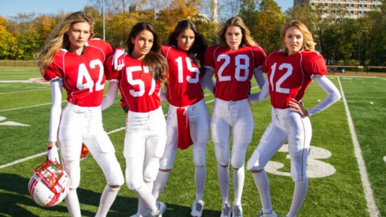 Victoria's Secret models play football — there's not much more to add