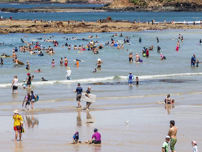 6PM: Swimmers get relief at Smiths Beach, Phillip Island. Picture: Sarah Matray