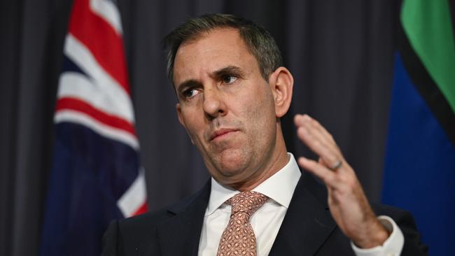 Treasurer Jim Chalmers holds a press conference at Parliament House in Canberra. Picture: Martin Ollman/NewsWire