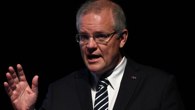 Prime Minister Scott Morrison speaks at the Project Sydney Bradfield Oration in Sydney, Monday, November 19, 2018. (AAP Image/Joel Carrett) NO ARCHIVING