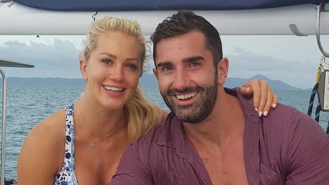 Bachelorette couple Ali Oetjen with Taite Radley on a sunset sail off Magnetic Island. Picture: Instagram