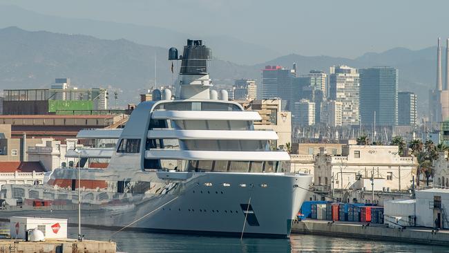 Roman Abramovich's super yacht Solaris is seen moored at Barcelona Port. Picture: David Ramos/Getty Images