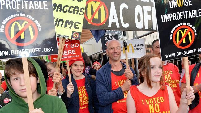 But not everyone was McHappy - protesters maintained their rally as the store opened its 