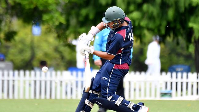 TSS batsman Dushyant Thaman GPS First XI cricket between TSS and ACGS Saturday February 1, 2025. Picture, John Gass