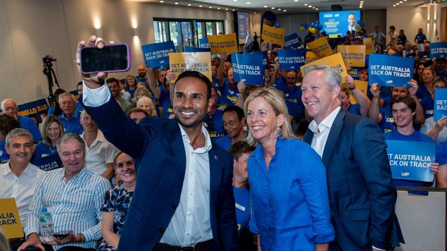 LNP McPherson candidate Leon Rebello launching his campaign at Currumbin RSL with MPs Angie Bell and Cameron Caldwell on Sunday, February 9, 2025