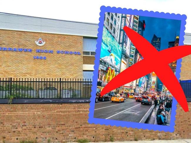 Kirrawee High School has cancelled a school trip to New York in the wake of the coronavirus pandemic, leaving students and their families thousands of dollars out of pocket. Picture: Supplied