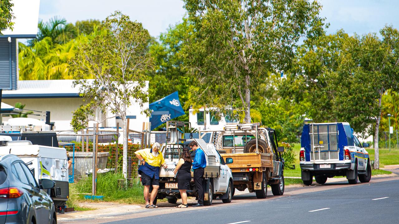 WorkSafe NT and the police investigate an incident at a worksite in Bayview. Picture: Che Chorley