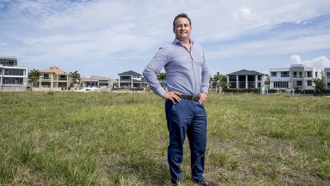 Developer Ian Chester standing on his land at 15-19 Royal Albert crescent, Sovereign Island, where he’s building luxury units despite residents objections. Picture: Jerad Williams