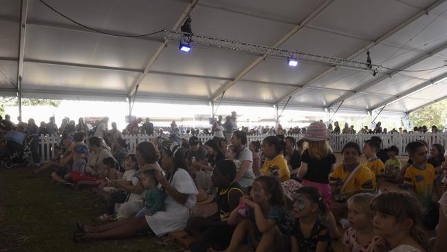 Kids enjoying a Cocomelon special at Darwin's 2024 Greek GLENTI festival.