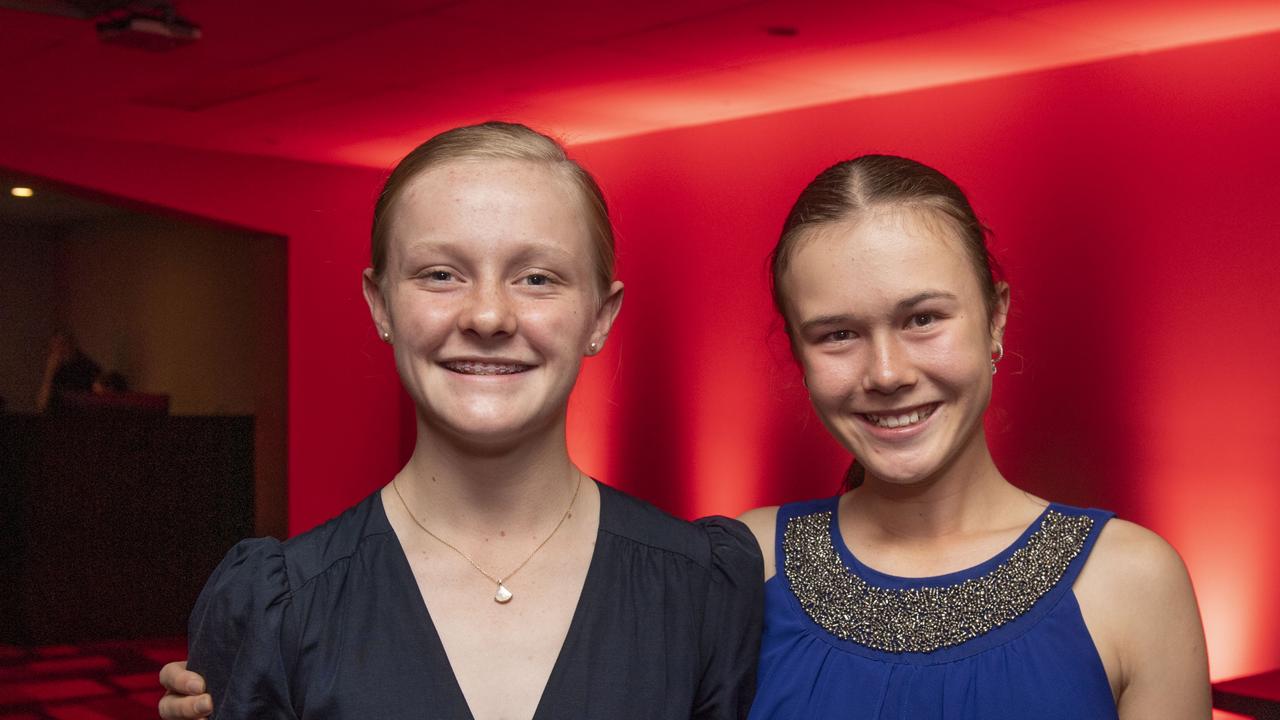 Lucy Dyson and Xanthe Watts at the Sports Darling Downs Sports Stars of the Year dinner.