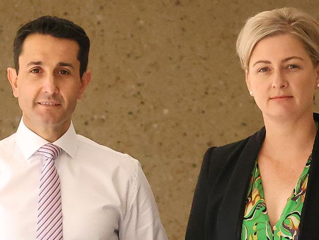 Leader of the Opposition David Crisafulli, Shadow Attorney-General Tim Nicholls and Shadow Child Safety Minister Amanda Camm, Parliament House, Brisbane. Picture: Liam Kidston