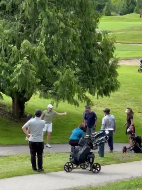 A fight broke out between two groups of golfers after one group reportedly kept hitting their balls at another.