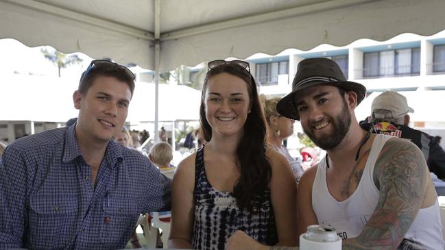 Matt and Tara Pavey with Hot FM's Browny at the Capricorn Food & Wine Festival