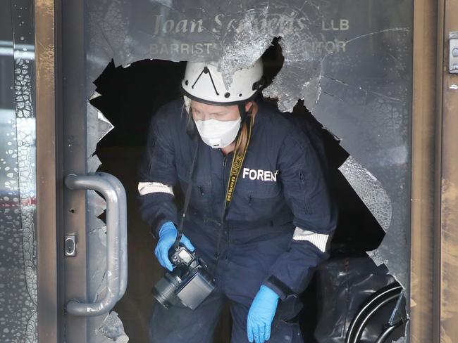 A tobacco shop and accountants office have been damaged in a suspected fire bombing in Station Street Oakleigh. Wednesday, September 6, 2023. Picture: David Crosling