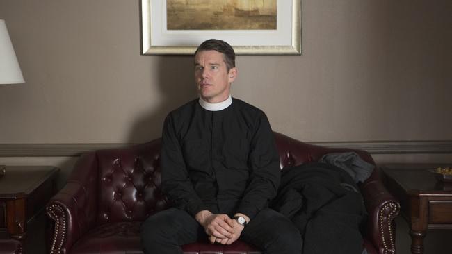 Ethan Hawke as Reverend Ernst Toller in Paul Schrader’s First Reformed.