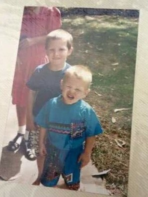 Colin and Kevin McInerney in a photo from their childhood, posted to Facebook by Colin. Kevin was killed in a motorbike crash on Gunn Point Rd in January 2021. Picture: Facebook