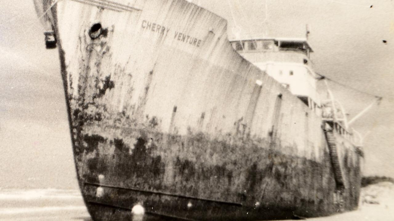 The Cherry Venture ran aground on Teewah Beach in 1973.