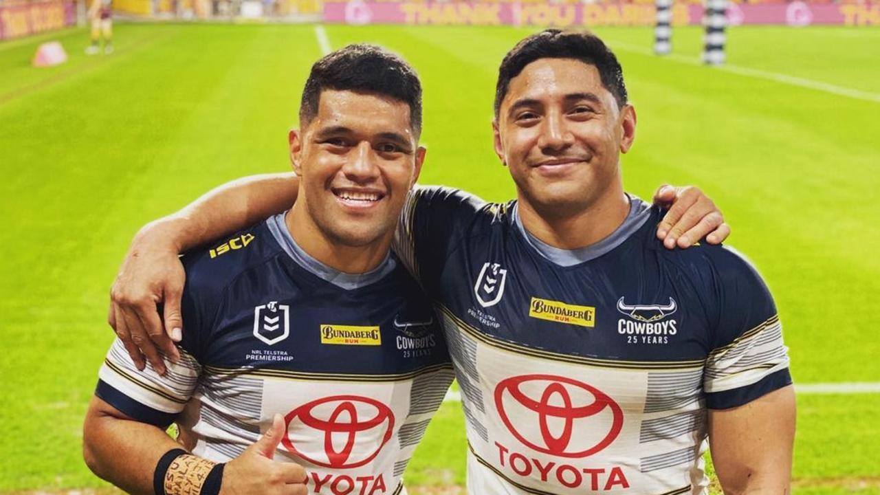 Jason Taumalolo (right) with former Cowboy John Asiata.