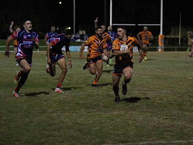 Israel Folau makes his Rugby League Gold Coast debut for Southport Tigers against defending champions Runaway Bay at Owen Park, Southport. Pic Mike Batterham