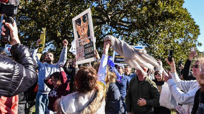 Protesters in Sydney at the weekend are at risk of contracting Covid. Picture: NCA NewsWire/Flavio Brancaleone