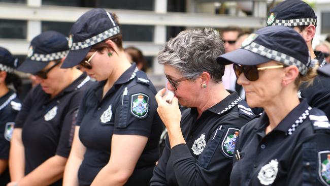 Memorial police service for Constable Matthew Arnold and Constable Rachel McCrow at Townsville Police Station. Picture: Evan Morgan