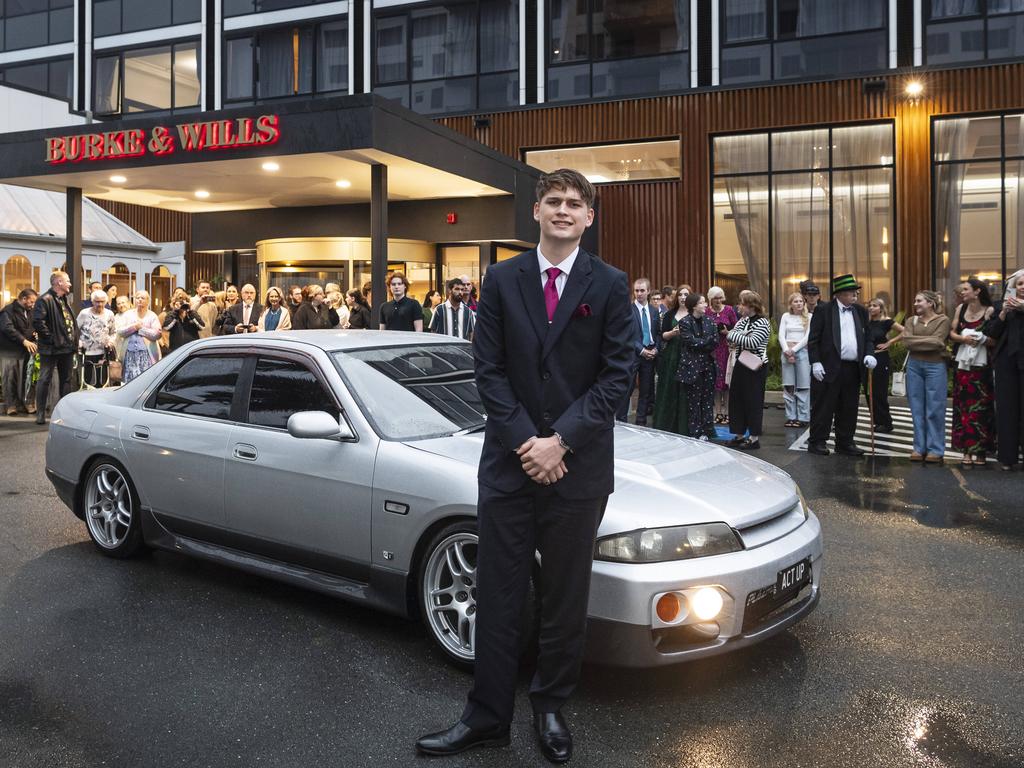 Brodie Butlin arrives at Toowoomba Flexi School formal at Burke and Wills Hotel, Thursday, October 10, 2024. Picture: Kevin Farmer