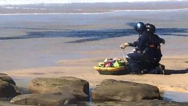 A woman is flown to hospital after injuring her spine in a fall at Rainbow Beach on the morning of Wednesday, April 3, 2023.