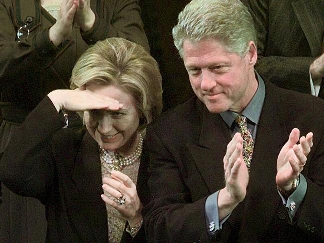 Hillary Clinton seems to be looking for a quieter table. Picture: AP