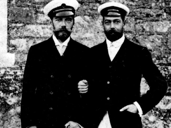 Tsar Nicholas II of Russia, left, and King George V of England.