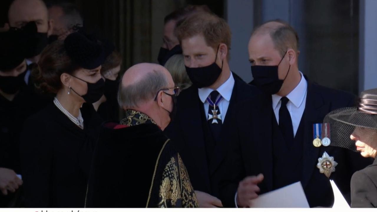 Kate, Harry and William chatted after the service.