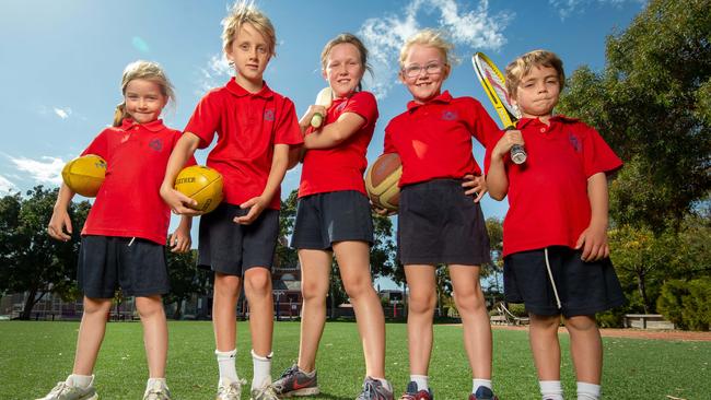 Sacred Heart Primary School students Mary-Jane, Fitzy, Claudia, Greta and Freddie. Pictures: Jay Town