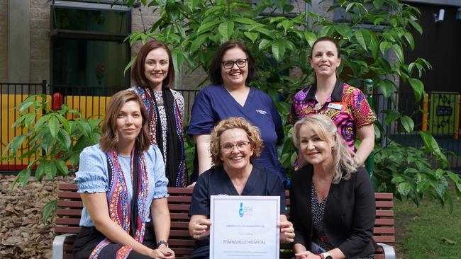 Australian College of Midwives midwifery adviser Tani Paxton (front left), lactation consultant Nicole Audas, Director of midwifery Dr Kendall George, Queensland Branch Chair Michelle Warriner (back left), registered midwife Alicia Khan, and lactation consultant Kristy Kelly.