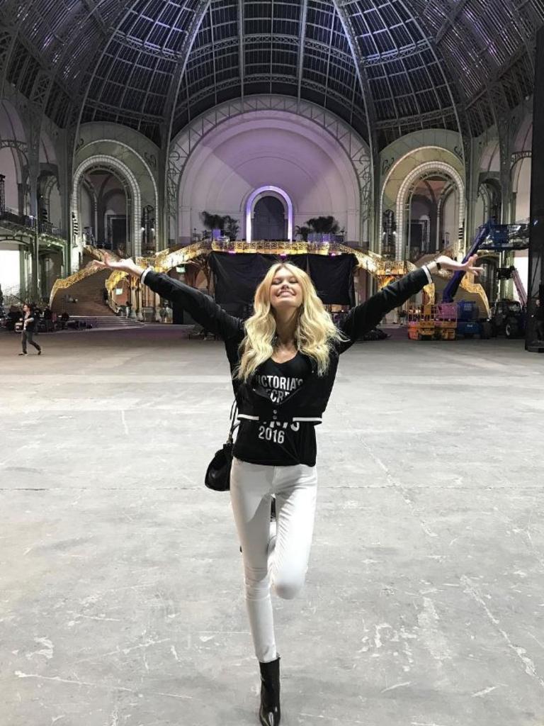 Maggie Laine at the Grand Palais in Paris ... “Just trying to soak it all in and get my game face on for Wednesday!! I can’t wait to rock the runway in just two short days!!!!” Picture: Instagram