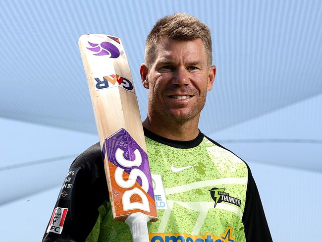 SYDNEY, AUSTRALIA - NOVEMBER 06: David Warner poses for a portrait during a Sydney Thunder BBL media opportunity at Cricket Central on November 06, 2024 in Sydney, Australia. (Photo by Brendon Thorne/Getty Images)