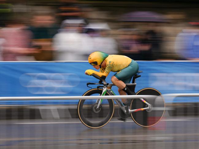 Grace Brown on her way to Australia’s first gold medal of the Olympic Games. Picture: AFP